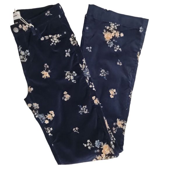 Driftwood Floral Embroidered Trousers - Navy and Gold - Picture 6 of 7